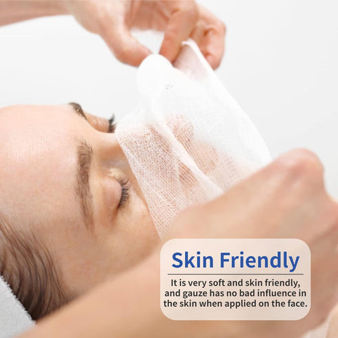 Betued 100pcs Gauze Mask, Disposable Mask, Gauze Face Mask Disposable Pre Cut Cotton Soft Mask for Skin Face Care