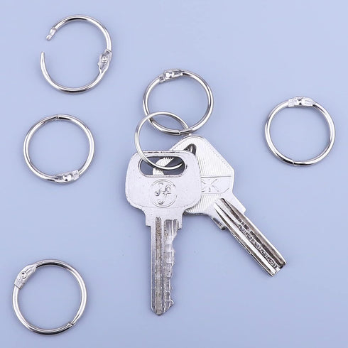HAUTOCO 100 Pcs Loose Leaf Binder Rings, 0.75 Inch Nickel Plated Metal Rings for School Home Index Cards
