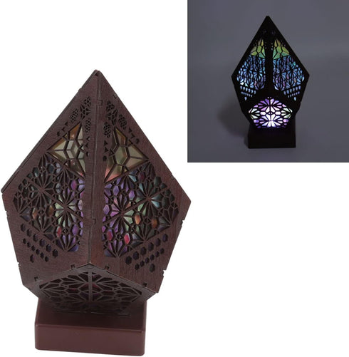 LEEZAD LED Star Projector, Colorful Retro Bohemian Wooden Star Sky Floor Projection Lamp, Night Light Projector