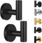 Towel Hooks for Bathroom, 2 Pack Wall Mount Heavy Duty Black Matte Towel Holder for Kitchen & Bedroom