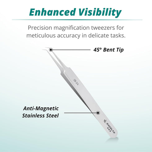 Excelta Tweezers - Anti-Magnetic Stainless Steel, Tapered Ultra-Fine Points for Microscopy Work