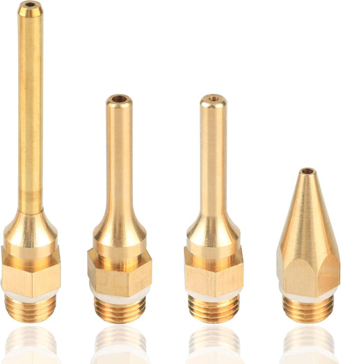 Yakamoz 4Pcs Interchangeable Copper Glue Gun Nozzle Set, 10.8mm Thread, Small Bore Long Tube Nozzles