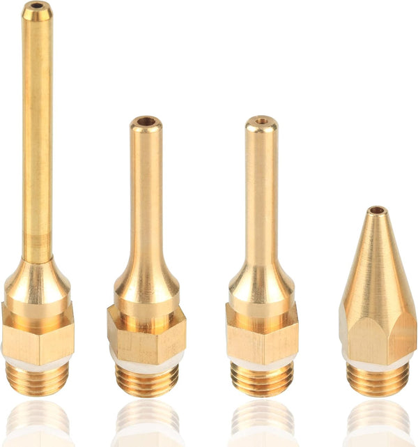 Yakamoz 4Pcs Interchangeable Copper Glue Gun Nozzle Set, 10.8mm Thread, Small Bore Long Tube Nozzles