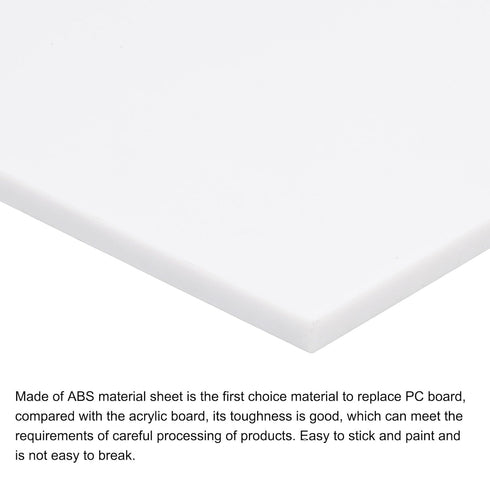 MECCANIXITY ABS Plastic Sheet 7x4x0.2 Inch, White Styrene Sheets for Building Model DIY Crafts (4 Pcs)