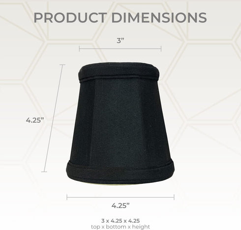 Fitter,CS-102BLK/GL, 3 4.25 4.25 Royal Designs, Inc. Empire Chandelier Shade with Flame Clip Black, x x