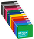 HERKKA Extra Capacity Hanging File Folders, 60 Pack, Reinforced Letter Size, 1 Inch Expansion for Bulky Files, 12