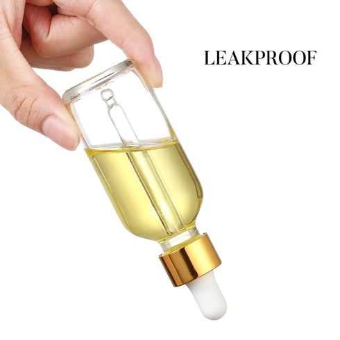 AOZITA 4 Set of 2 oz Clear Dropper Bottles (60ml) with 1 Funnel & 4 Labels - Glass Tincture Bottles for Essential Oils