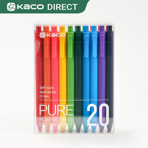 Kaco PURE Gel Pens, 20 Pieces Assorted 0.7mm, Medium Point, Cute Aesthetic Stationery for Journaling and Note Taking