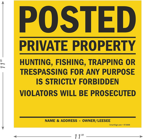 Smartsign “Posted - Private Property” Sign, 11" x 11" Plastic, Pack of 5, Made in USA