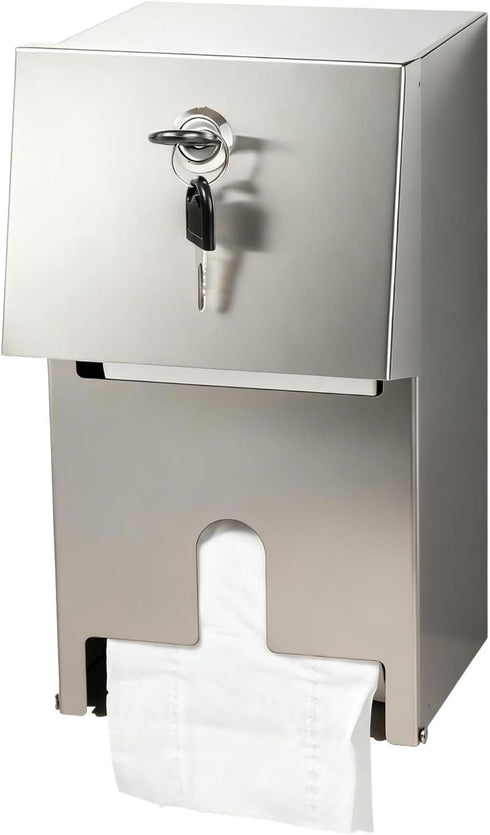 ZSHIGANMA Commercial Double Rolls Toilet Paper Dispenser Holder,Heavy Duty Stainless Steel Tissue Dispenser
