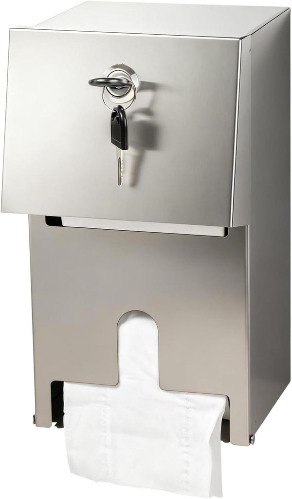 ZSHIGANMA Commercial Double Rolls Toilet Paper Dispenser Holder,Heavy Duty Stainless Steel Tissue Dispenser