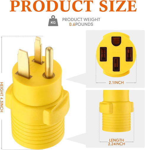 EV Charger Adapter, Compatible with NEMA 6-50P to 14-50R 50 Amp 3 Prong Welder Plug to 4 Prong EV Charging Connector