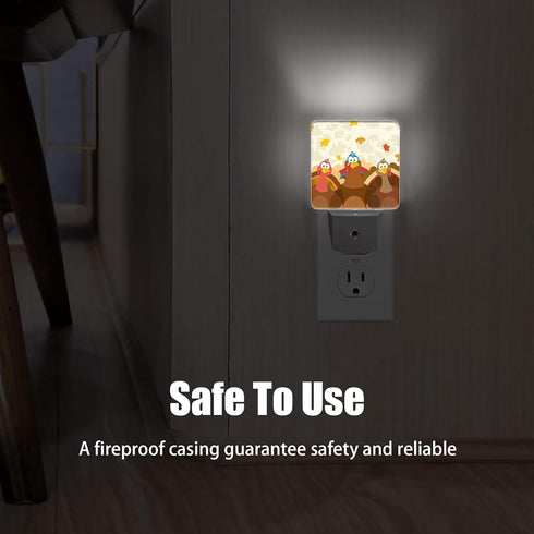 Thanksgiving Holiday Turkey Night Light Plug in Wall Lamp Smart Dusk to Dawn Sensor for Home Decorative, Kids Room