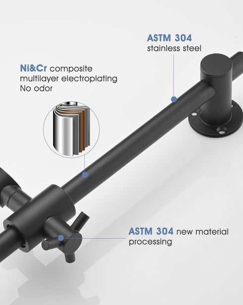 25 Inch SUS304 All Metal Shower Slide Bar with Adjustable Handheld Shower Head Holder, Stainless Steel Shower Rail