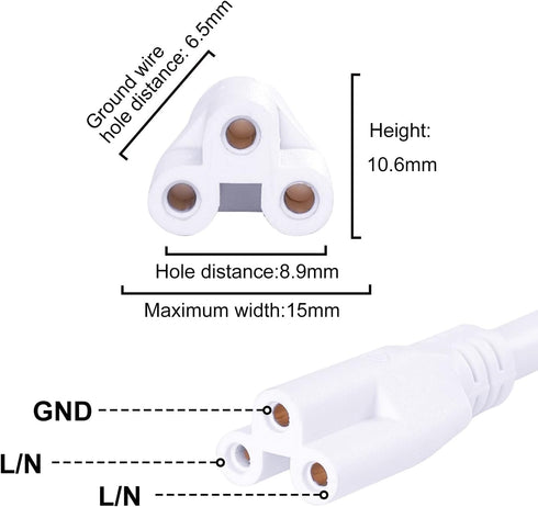 TRLIFE T5 T8 6FT T5 T8 (4 Pack) Power Cord, Long LED Light Cord with On/Off Switch, LED Wire Connector Power Cord