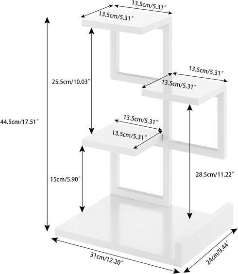 YMYNY Desktop Shelf Organizer, 4 Tier Storage Display Rack, Small Bookshelf with Metal Frame, White
