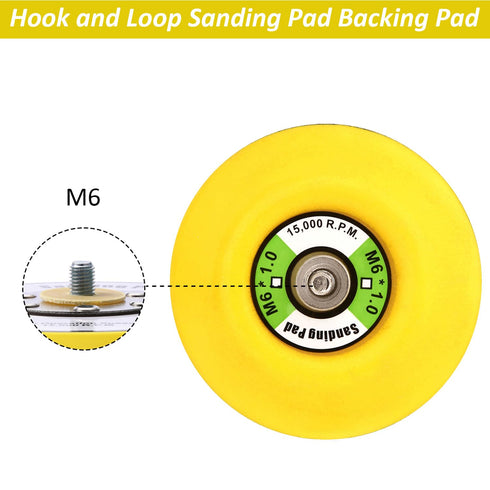 3-Inch 3" M6*1.0 Thread(6mm) Dual-Action Hook & Loop Fastener Flexible Backing Plate, Sanding Back Pad for Orbital