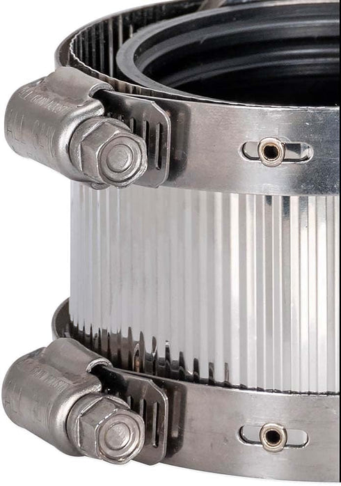 Eastman 2 Inch No-Hub Coupling with Stainless Steel Clamps, 43403