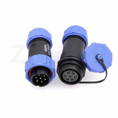 SP21 7 Pin Heavy Duty Wire Cable Electrical Circular Connector Waterproof IP68 in Line Solar Industrial 15A Threaded Coupling Corrosion Resistance
