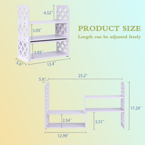 Felmis Desktop Organizers with Shelves, PVC Adjustable Display Shelf for Office Desk, Home Decor, Makeup