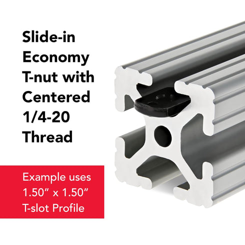 8020, 3286, 15 Series Steel 1/4-20 Centered Slide in Economy T Nuts for 80/20 1.5" Aluminum Extrusions (25 Pack)
