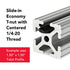8020, 3286, 15 Series Steel 1/4-20 Centered Slide in Economy T Nuts for 80/20 1.5" Aluminum Extrusions (25 Pack)
