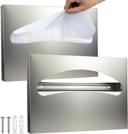 AKU INTL. Pack-2 Wall Mount Dispenser, Anti-Scratch Toilet Seat Cover Holder with Screws for