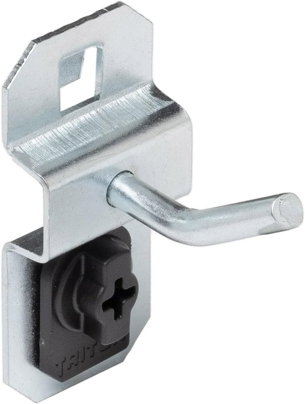 Triton Products 51013 LocHook 1/2-Inch Single Rod 30-Degree Bend Zinc Plated Steel Pegboard Hook, 5-Pack, Silver