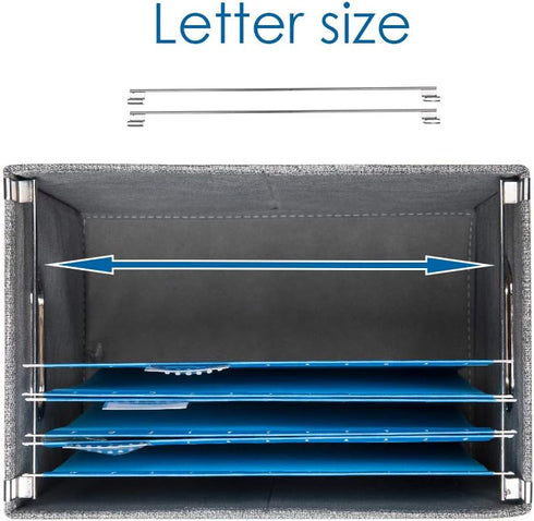 PRANDOM File Organizer Box - Set of 1 Collapsible Decorative Linen Filing Storage with Lids, Letter Size Grey