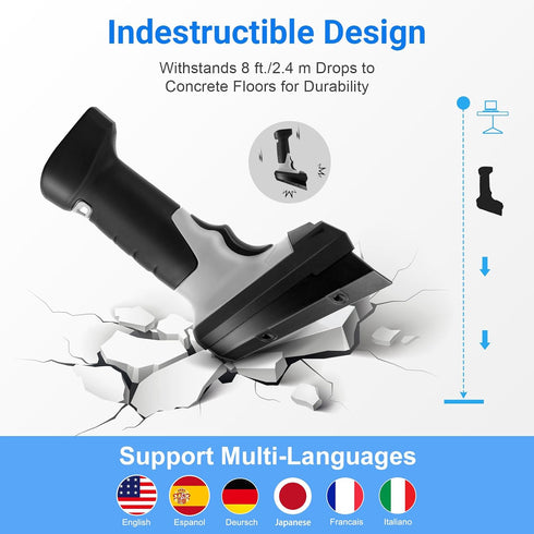 onewscan 1D 2.4G 2 1 Barcode Scanner Wireless, Laser Bar Code Scanners with Stand Wireless & USB Wired Connection Plug