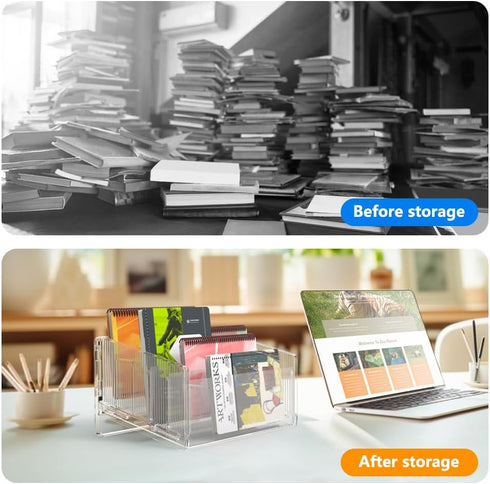 File Sorter Organizer, 5 Sections Acrylic Letter Tray for Desk, Mail Organizer Holder for Envelopes, Mail, Electronics