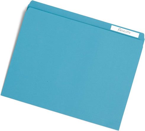 Blue Summit Supplies 100 Pack Straight Cut File Folders, Assorted Blue, Green, Purple, Letter Size, Single Tab
