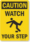 SmartSign - S-4431-Pl-14 "Caution - Watch Your Step" Sign | 10" x 14" Plastic Yellow on Black