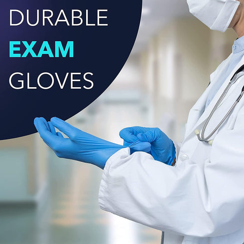 Circlecare Powder-Free Nitrile Disposable Exam Gloves, Industrial Medical, Latex Free, Pack of 100, Blue, Medium
