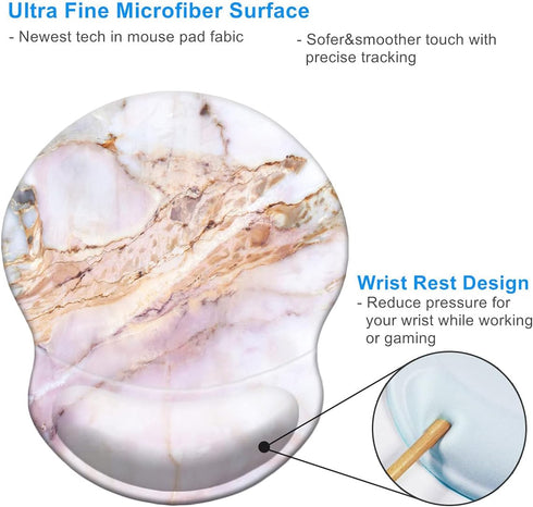 Ergonomic Design Mouse Pad with Wrist Rest Support, Cute SOFE Cloth, Non-Slip PU Base Mouse Mat for Gaming & Working