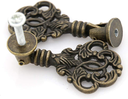 4 PCs Vintage Pendant Pull Handles - Antique Brass Drop Pulls for Cabinet Dresser Wardrobe, 2-13/64" Height