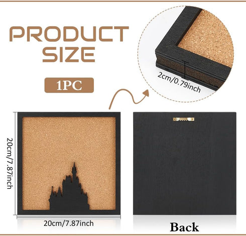 BENECREAT Square Pin Board Cork Board Wall Mounted Cork Board, 0.8inch Thick Bulletin Display Board for Brooch Pin Storage, Office Home and School Decor, 8x8inch by BENECREAT