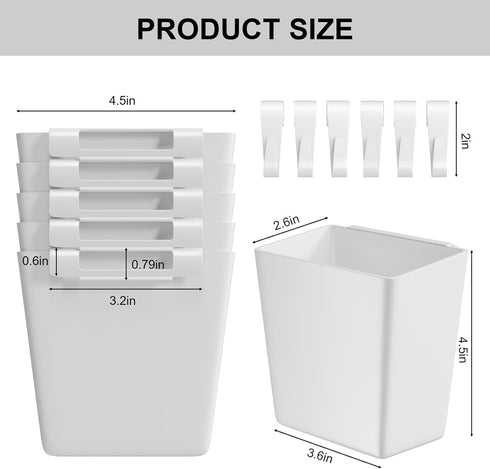 WBKATN 6 Pack 6 6 Rolling Cart Accessories, White Plastic Hanging Cup Holders, Rolling Cart Accessories with Cup Holder
