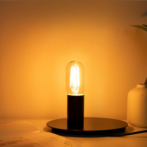 Amber Dimmable Tubular LED Bulb T45 Edison 60W Equivalent 6W 500lm 2200K Warm White, Pack of 2