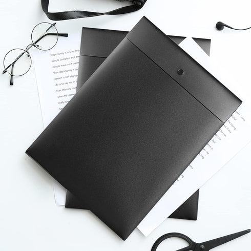 VANRA Vertical File Folders Poly Filing Envelope Plastic Project Folder with Snap Button Closure for A4 Letter Size Paper (Pack of 5, Black) by VANRA