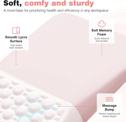 Ospelelf Ergonomic Solid Pink Mouse Pad with Wrist Support for Ultimate Comfort
