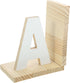ARTIBETTER Book End for Desk Wooden Bookends Decorative Book Caddy Letter a