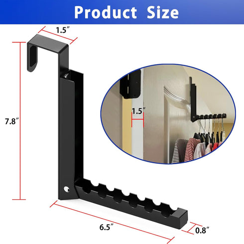 2 Pcs Over The Door Hooks Hanger,Folding Over Door Clothes Drying Laundry Rack Hooks for Hanging Clothes,Over Door Towel Racks with 6 Groves,Hanger for Clothes,Towels for Bedroom Bathroom (Black) by appacare
