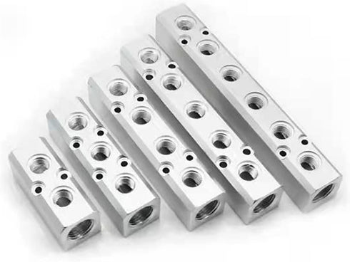 4 Way Pneumatic Manifold Air Distribution Block, G1/2 Supply Port, G1/4-Inch Output Port, Aluminum Alloy