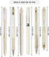BAYTORY 5Pcs Gel Pens and 1Pc Highlighter, Quick Dry Ink Pen Fine Point Black 0.5mm, Aesthetic Retractable Rolling Ball Pen Smooth Writing for Journaling Notetaking (Beige)