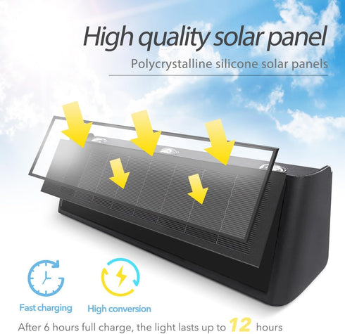 3000K Mrzxy Solar Lights Outdoor Up and Down Waterproof Aluminum Solar Sconce Dusk to Dawn Warm White for Sign, Yard