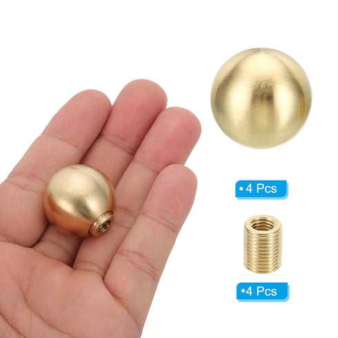 PATIKIL 25mm/1" 4 Set Ball Lamp Finials Caps Knob, Solid Brass Lamp Shade Top Decoration Screw Cap Nuts with Brass