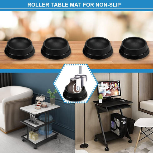 4PCS Rubber Furniture Wheel Caster Cups, Non-Slip Foot Mats for Crib Wheels, Strong Grip Floor Protectors
