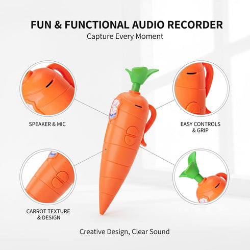 WmerWmn 3-Pack Set Carrot Recorder Pen, Voice Recording Writing Tool with Playback Feature, Creative Activities