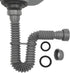 Flexible P-Trap 1-1/2" (Grey) with 1-1/4" Adapter, Female Nut for Kitchen Sink Drain, Variable Height